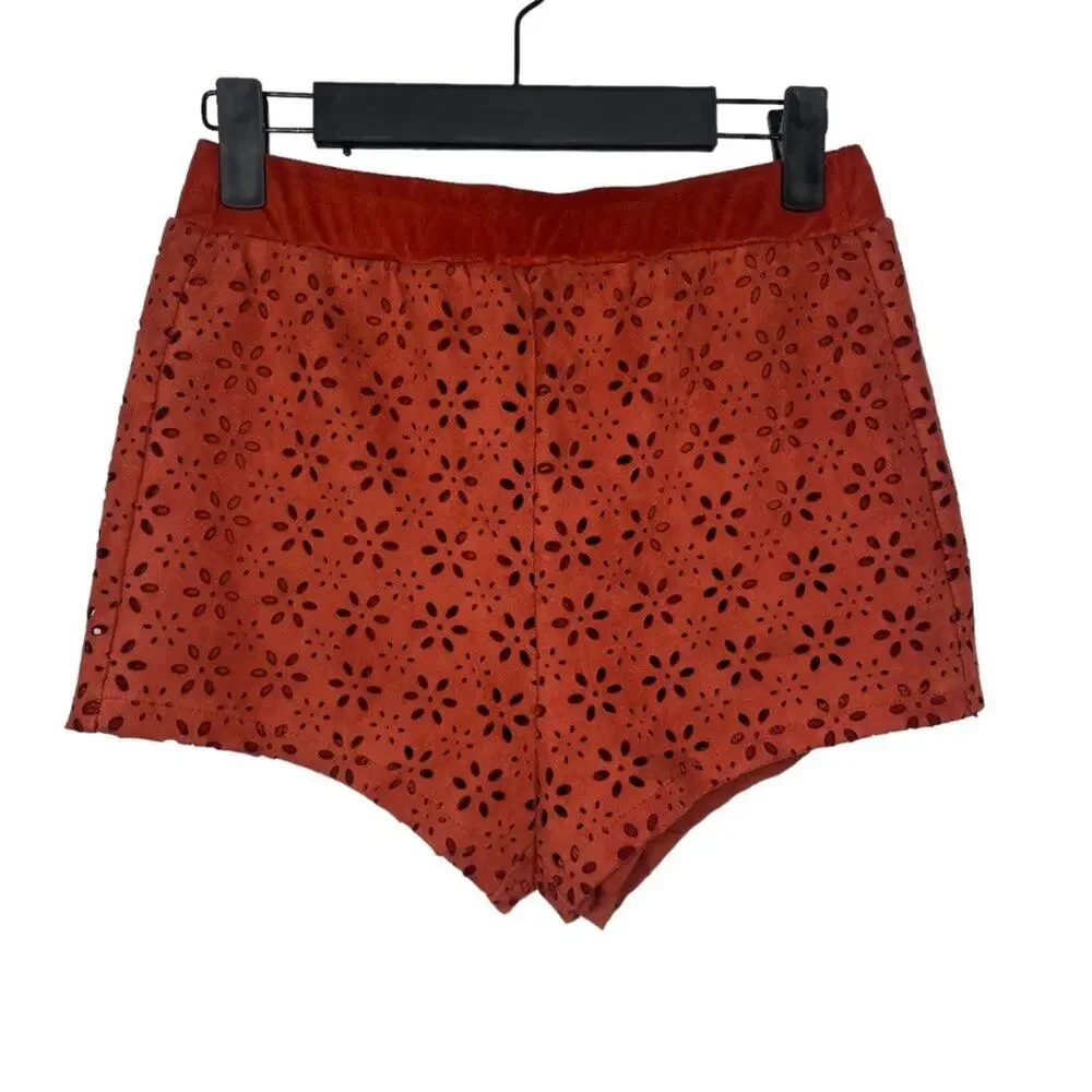 Forever 21 Womens Shorts Size S Burnt Orange Floral Short Shorts Pull On - Picture 2 of 13